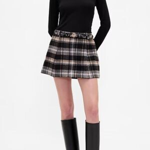 NEW 2025 GAP Wool-Blend Pleated Mini Skort with Belt Size M Dark Academia ($90)